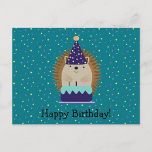 Festiva Postal feliz Fiesta de cumpleaños Hedgehog