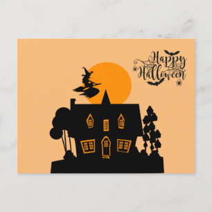 Festiva Postal Feliz Halloween Witch Background