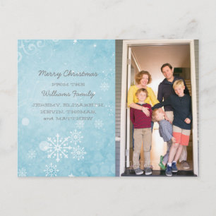 Festiva Postal fotográfica Blue Snowflake Swirls