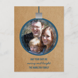 Festiva Postal fotográfica de Blue Mod Ornament