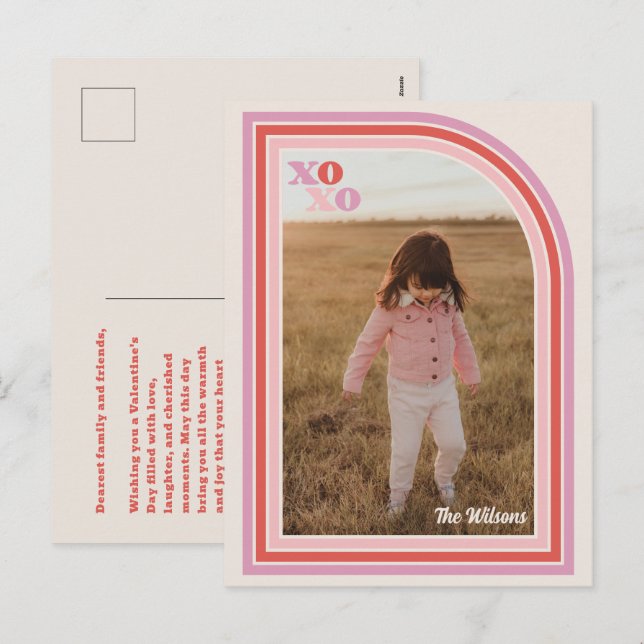 Festiva Postal fotográfica de El día de San Valentín XOXO  (Anverso / Reverso)