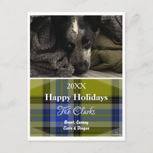 Festiva Postal fotográfica de Navidades con placa verde - 