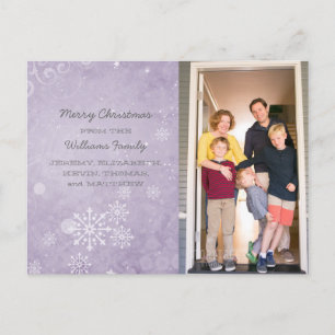 Festiva Postal fotográfica Purple Snowflake Swirls