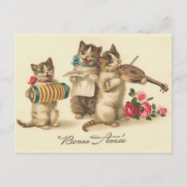 Festiva Postal francesa del Año Nuevo del vintage de