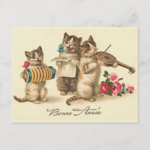 Festiva Postal francesa del Año Nuevo del vintage de