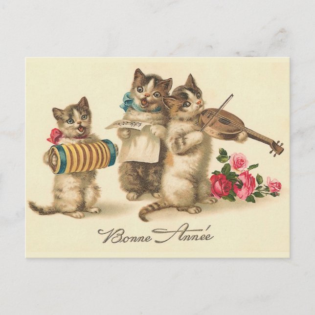 Festiva Postal francesa del Año Nuevo del vintage de (Anverso)