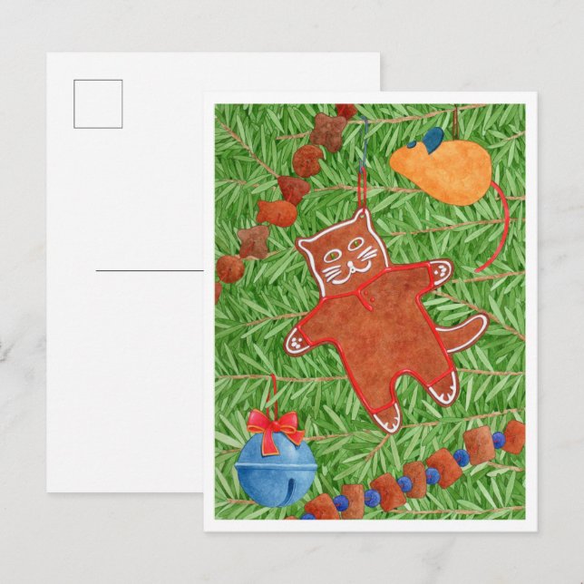Festiva postal GINGERBREAD KITTY (Anverso / Reverso)