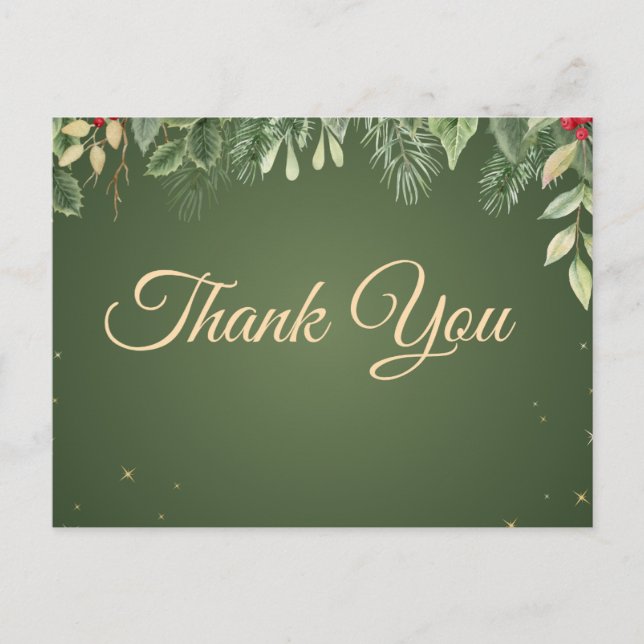 Festiva Postal Green Thank You Navidades (Anverso)