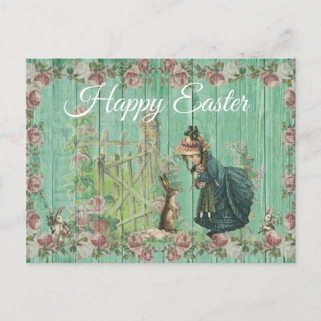 Festiva Postal Happy Easter Vintage Bunny Rabbit (Anverso)