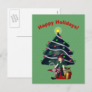 Festiva Postal navideña Elf chica