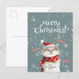 Festiva Postal navideña feliz Cat Merry