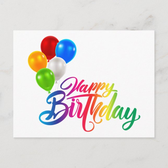 Festiva Postal navideña feliz cumpleaños con globos (Anverso)