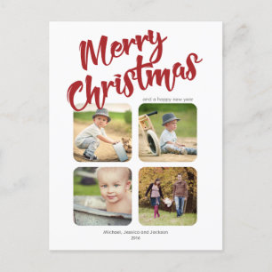 Festiva Postal navideña simple multifoto merry