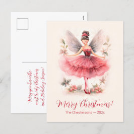 Festiva Postal navideña vintage de caña de azúcar rosa