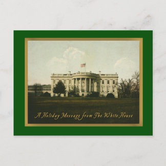 Festiva Postal navideña vintage de la Casa Blanca