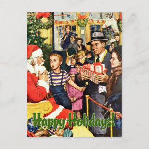 Festiva Postal navideña Vintage de Santa Claus