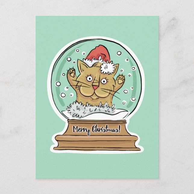 Festiva Postal para gato de Navidades divertidos (Anverso)