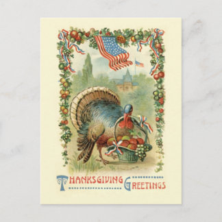 Festiva Postal patriótica antigua de la acción de gracias