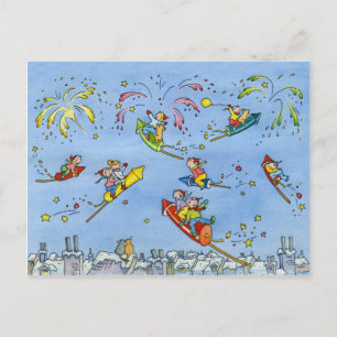 Festiva Postal "pequeños Rockets " de la Feliz Año Nuevo
