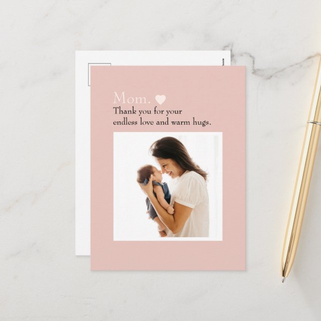 Festiva Postal personalizada del día de la madre con foto (Anverso/Reverso In Situ)