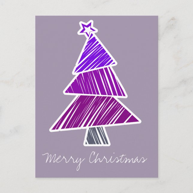 Festiva Postal Purple Sketchy Christmas Tree (Anverso)
