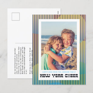 Festiva Postal retro de la foto de la alegría del año nuev