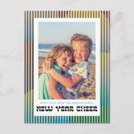 Festiva Postal retro de la foto de la alegría del año nuev