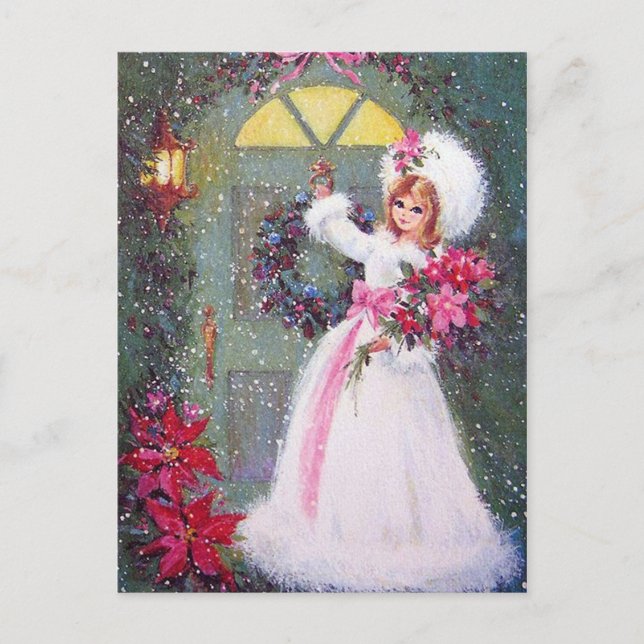 Festiva postal retro vintage navideña (Anverso)