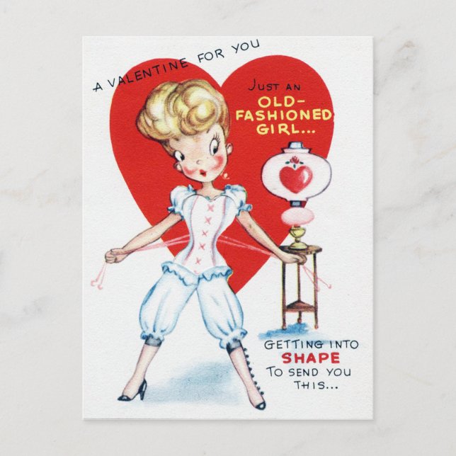 Festiva postal Retro Vintage Valentine Lady (Anverso)