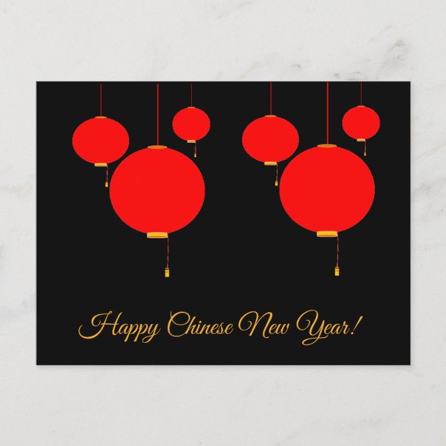 Festiva Postal roja china feliz de la linterna del Año (Anverso)