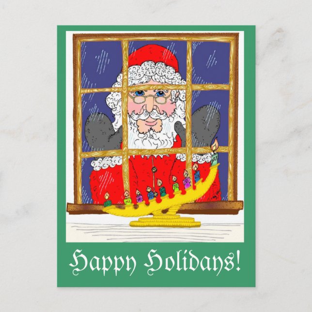 Festiva Postal Santa Peeking (Anverso)