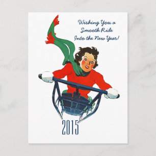 Festiva Postal Sledding del Año Nuevo del invierno retro
