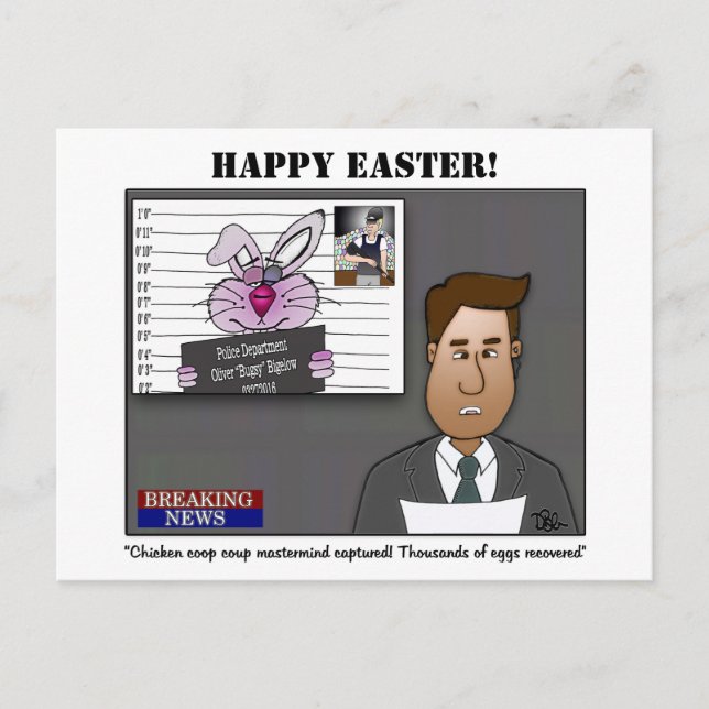 Festiva Postal vacacional de Pascua con el golpe de policí (Anverso)