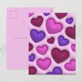 Festiva Postal vertical cardíaca con corazones brillantes 