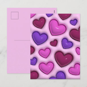 Festiva Postal vertical cardíaca con corazones brillantes 