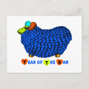 Festiva Postal zodiaco de Año Nuevo chino azul grande