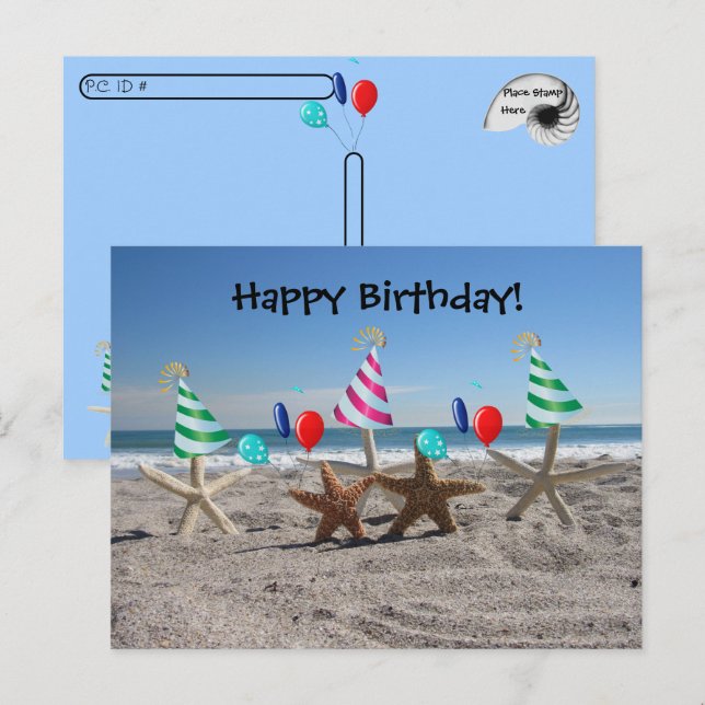 Festiva Postcross - Starfish en la postal de la playa (Anverso / Reverso)