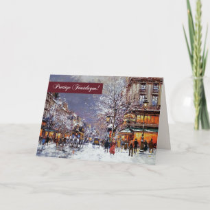 Festiva Prettige Feestdagen. Tarjeta de navidades en holan