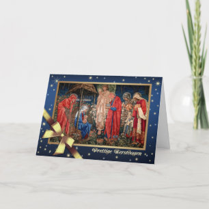 Festiva Prettige Kerstdagen. Tarjeta de la escena de la na