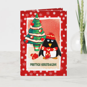 Festiva Prettige Kerstdagen. Tarjeta de navidades en holan