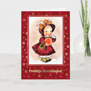 Festiva Prettige Kerstdagen. Tarjeta de navidades en holan