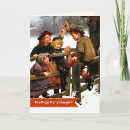 Festiva Prettige Kerstdagen. Tarjeta de navidades en holan
