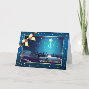Festiva Prettige Kerstdagen. Tarjeta de navidades en holan