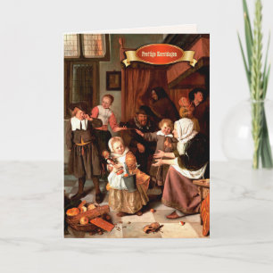 Festiva Prettige Kerstdagen. Tarjeta de navidades en holan