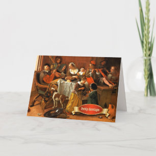 Festiva Prettige Kerstdagen. Tarjeta de navidades en holan