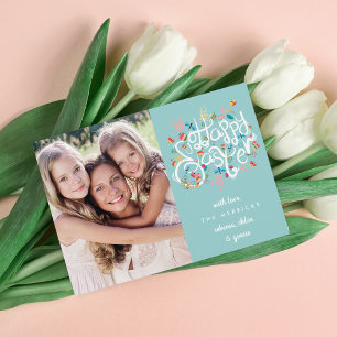 Festiva Primavera florece con la tarjeta de fotos de Pascu