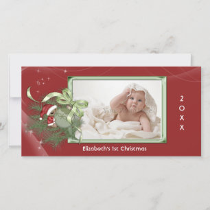 Festiva Primera tarjeta de foto navideña del bebé