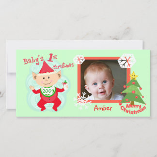 Festiva Primera tarjeta de foto navideña del bebé personal