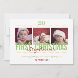 Festiva Primera tarjeta de foto navideña para bebé