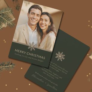 Festiva Primera tarjeta de fotografía navideña de pareja e